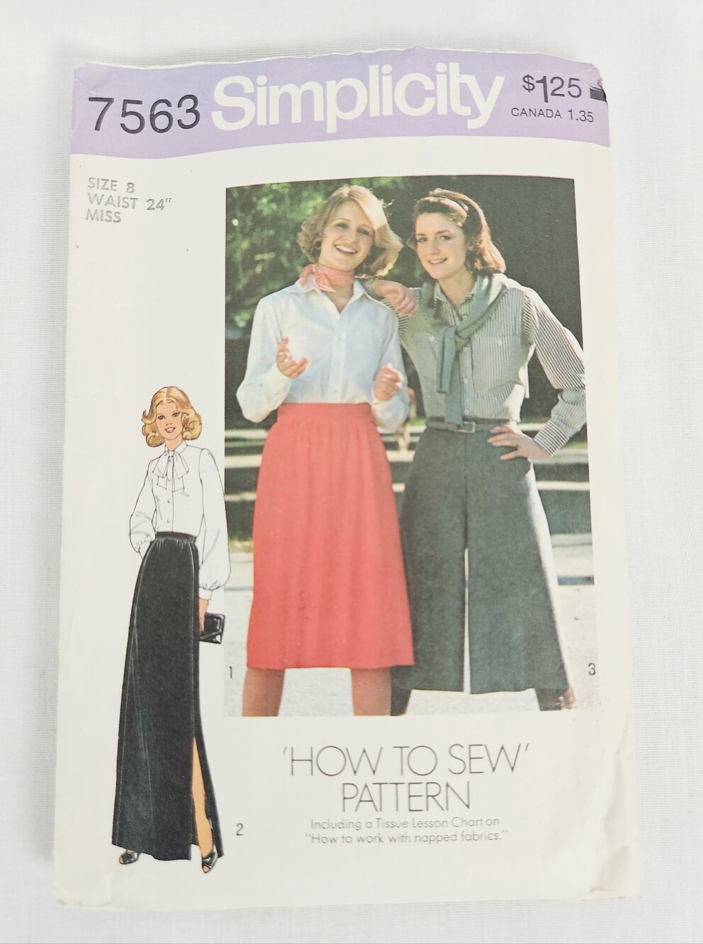 Vintage 1976 Simplicity 7563 Skirt Pantskirt Culottes Pattern Size 8 Waist 24